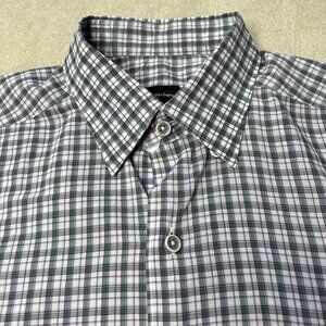 Ermenegildo Zegna Dress Shirt Mens Medium 15 35 Poplin Button Up Check
